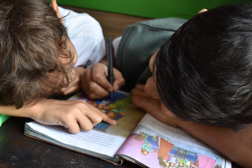 Two child learning together
