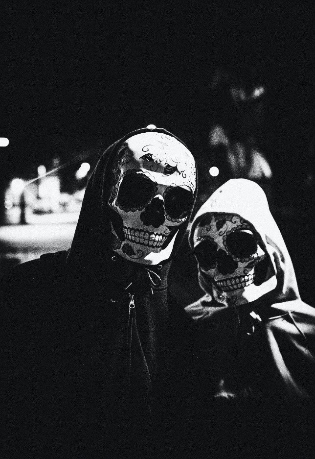 Couple in traditional Day of the Dead like costume