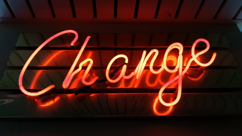 Neon light forming the word change