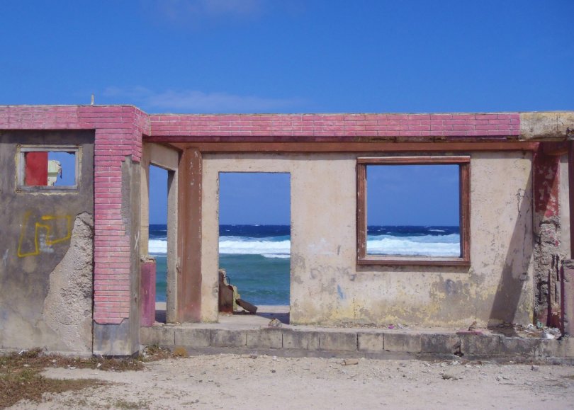 Coastal landscape of the Marshall Islands illustrating their vulnerability to rising seas.