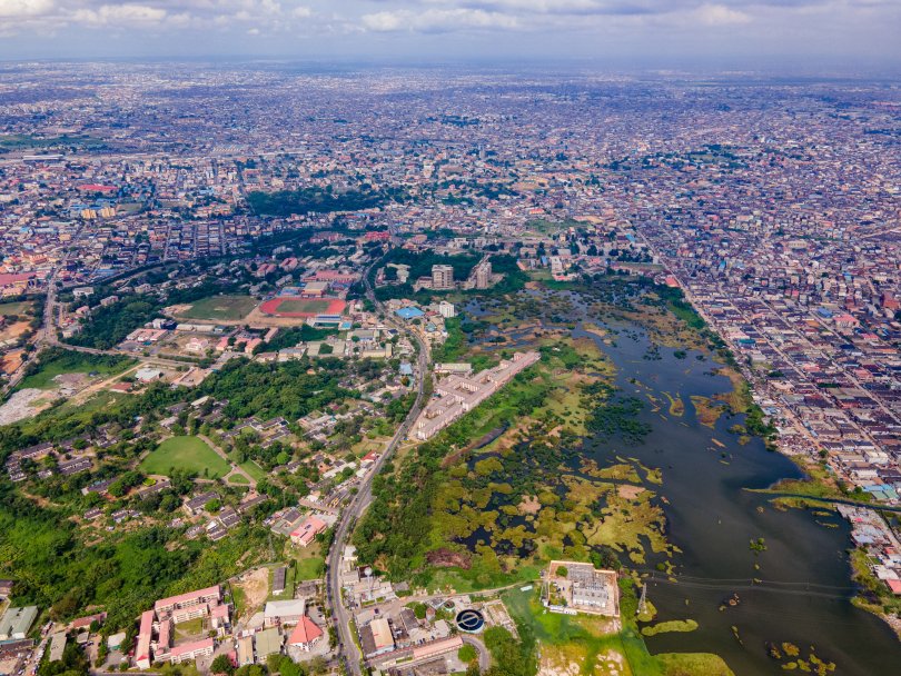 vue aérienne de la ville de Lagos au Nigeria
