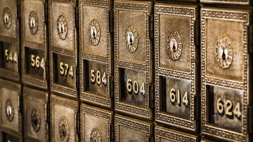 Picture of safes in a bank