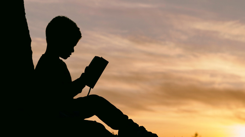 Picture of a child reading a book