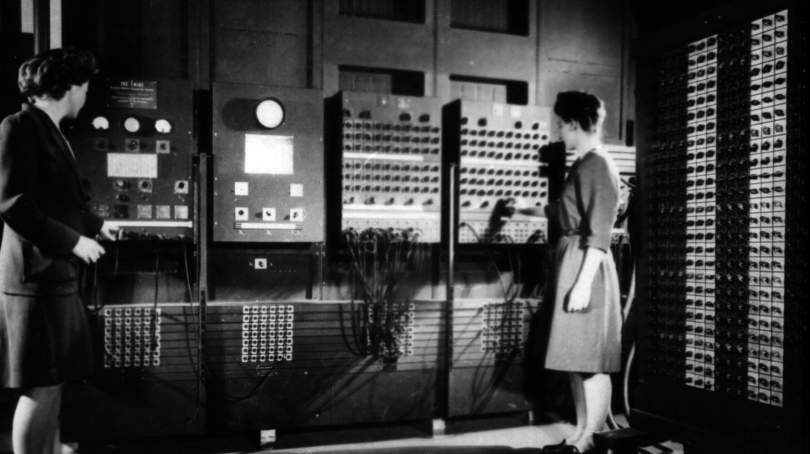 ENIAC, one of the first modern computers, circa 1945. Manufactured by the University of Pennsylvania and used for military purposes. Computing owes a great deal to public research ©US Army photo